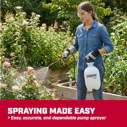CHAPIN 1-Gallon Pump Sprayer, Easy Use for Home & Garden | Durable lightweight tank; ideal for weed control, plant care and cleaning with adjustable nozzle, long hose and easy pump - size: 1 Gallon Sprayer