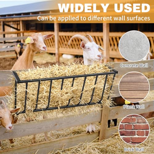 Outvita Horse Hay Feeder, 40.5'' Long Livestock Hay Feeder with 25 Gallon Large Capacity, Carbon Steel Wall Mounted Hay Rack for Horses, Sheep, Goats, Indoor Outdoor Uses(Black) - size: 40.5 in