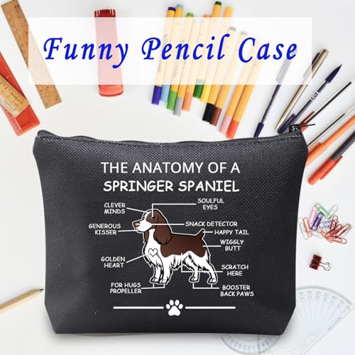 LEVLO Funny Springer Spaniel Lovers Gifts - The Anatomy of A Springer Spaniel Cosmetic Bags for Veterinary Mom - Travel Toiletry Bags (Black) - color: Springer Spaniel-black