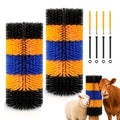 2PCS Livestock Scratching Brush for Goat, Heavy-Duty Post Grooming and Massage Scratch Brushes for Cow Donkey Goats Horse Sheep, with 8 Screws for Back Itch Relief & Keep Cleaning, 17" x 7.9" - size: 2 Pack