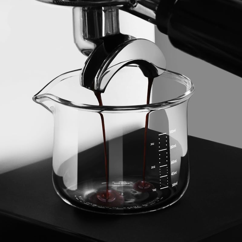 Espresso Cups, 100ML/3OZ Espresso Cups, Espresso Shot Glasses with V-Shaped Mouth, Clear Accessories, Milk Frothing Pitcher (1pcs)
