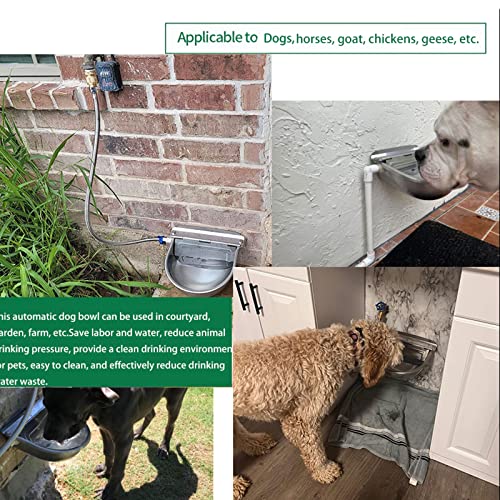 304 Stainless Steel Automatic Livestock Waterer with Float Valve and 39 inch Water Hose(one end 3/4''), Automatic Animal Water Bowl for Dogs,Horse,Calf,Chicken,Goat, Livestock Horse Waterer Dispenser