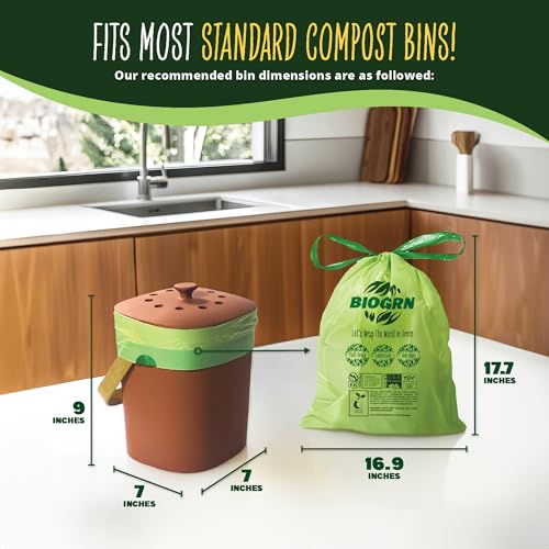 2.6-3 Gallon Compostable Trash Bags Drawstring 50 Bags Extra Thick 1 Mil 11.36 Liter Small Biodegradable Trash Bags for Kitchen Countertop Bin ASTM D6400, US BPI and OK Compost Home Certified - color: 3 Gallon Drawstring, 50 Count
