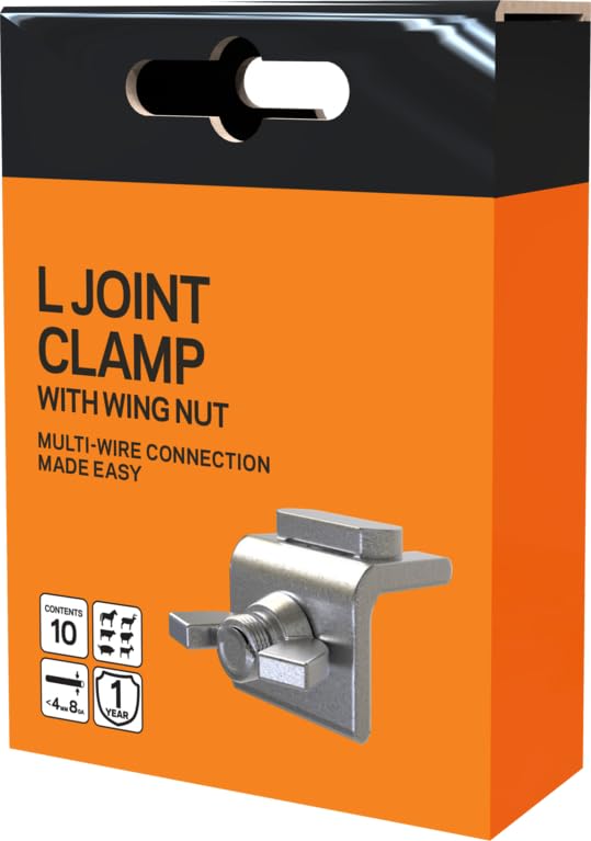 Gallagher L-Shape Wing Nut Joint Clamp for Joining High-Tensile Electric Fence Wire | Fits Wire Up to 3/16" (8 Gauge) | Heavily Galvanized | Pack of 10