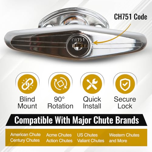 Trash Chute T Handles and Laundry Chute Door Latch kit with V Spindle for Bottom & Side hinged Doors. Compatible Handle Hardware Parts