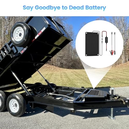 Solar Battery Charger Maintainer,Dump Trailer Battery Charger, Battery Maintainer,Trailer Charger, 10W Solar Panel Kit, MPPT Charge Controller, for 12V /24V Gel AGM Lead-Acid LiFePO4