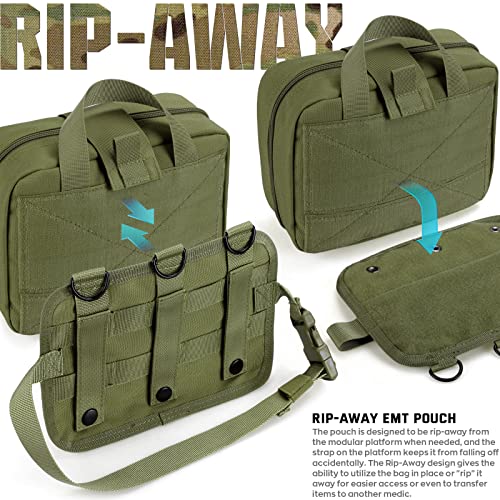 LIVANS Medical Bag, First Aid Bag Empty for Emergency & Trauma Kits | Molle Quick Release Design, Headrest Mount, Includes Flag and Cross Patch,Versatile for Tactical, Camping, Hiking and Travel - color: Army Green