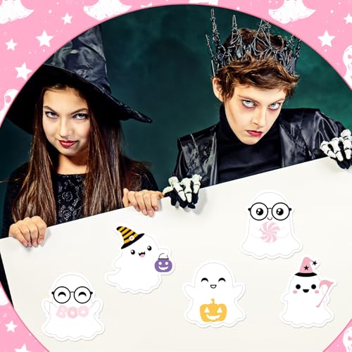 Yinder 24 Pads Kawaii Ghost Sticky Notes Fun Cartoon Memo for School | Cute Animal Designs with Cat Pumpkin Candy, Self Adhesive Memo Pad for Office Party Supplies, Bulk Gift for Students - style: Ghost