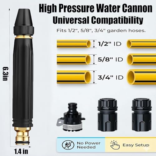 2PCS Home High pressure Car Wash Water Gun, Adjustable High Pressure Jet Sweeper Spray Nozzle with Leak-Proof Design，Applicable to Garden high Pressure hose Nozzle for Car Wash, Lawn, Patio Cleaning