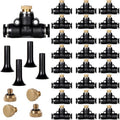 24 Pack Brass Misting Nozzles Outdoor Cooling System | Include 24 Heavy Duty Mister Nozzle,24 Tees,4 Brass Plugs,4 Black Plugs for Outdoor Cooling System - size: 24pc-Brass Misting Nozzles kit