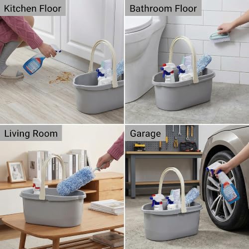 Haundry Compact Mop Bucket with Handle, Rectangular Cleaning Bucket and Caddy for Cleaning Supplies, 10L, Grey - color: Gray