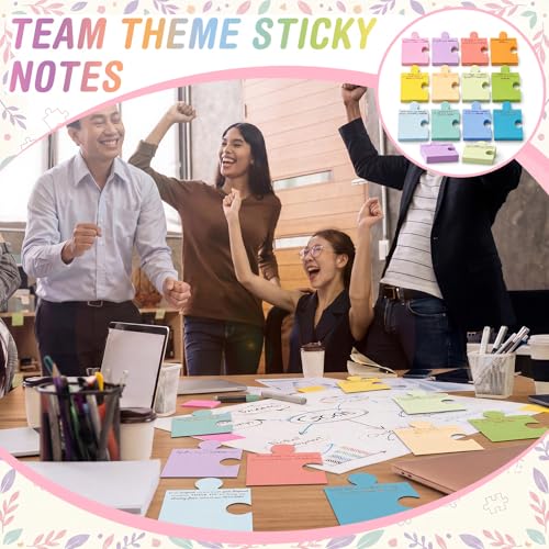 Yinder 24 Pads Team Appreciation Sticky Notes Puzzle Shaped Memo Gifts | Self Adhesive for Employee Farewell Retirement, Bulk Gifts for Coworker Staff Teacher, Motivational Messages Desk Decor - style: Team