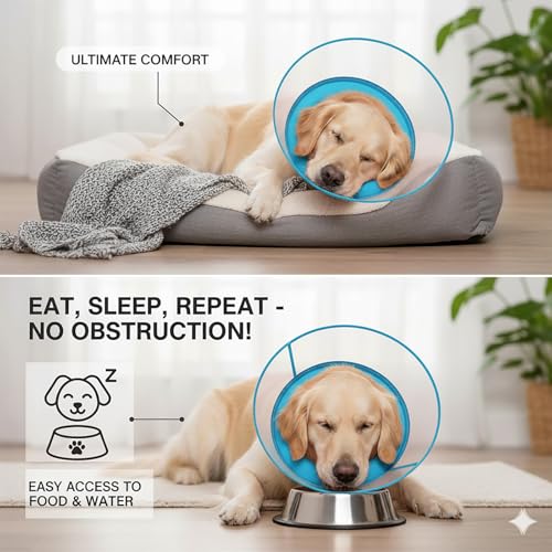 2-in-1 Soft Inflatable Dog Cone Collar Alternative,Dog Collar After Surgery | Dog Cone Collar With Enhanced Anti-Licking Guard Shield,Adjustable Recovery Cones for Large Medium Dogs and Cats,Blue,XL - color: Blue, size: XL(Neck Girth:17.5"-21")