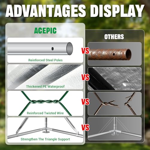 ACEPIC 10x13x6.5ft Metal Chicken Coop with Roosting Perches & Door Lock | Walk-in Poultry Cage with Waterproof & UV Resistant PE Top, Predator-Proof Hen Run for Yard, Farm, Chicken, Duck, Rabbit - size: 118.1"L x 157.5"W x 78.7"H