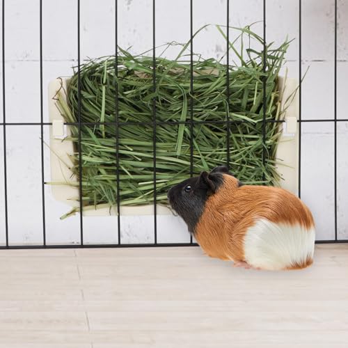 Hypeety Rabbit Hay Feeder Automatic Hay Rack for Guinea Pigs, White, 2pcs | Durable plastic holder, easy to fill, reduces hay waste, for rabbits/guinea pigs/chinchillas/small animals, cage accessories - color: White, size: 2pcs