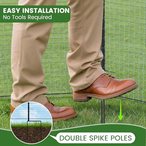 Non Electric Fence Netting, 40" x164' Portable Movable Livestock Nets Mesh for Chickens, Goats, Sheep, Dog, All-Purpose Fencing for Backyards, Homesteaders, Farms Ranches, and Gardens - size: 40in x 164ft