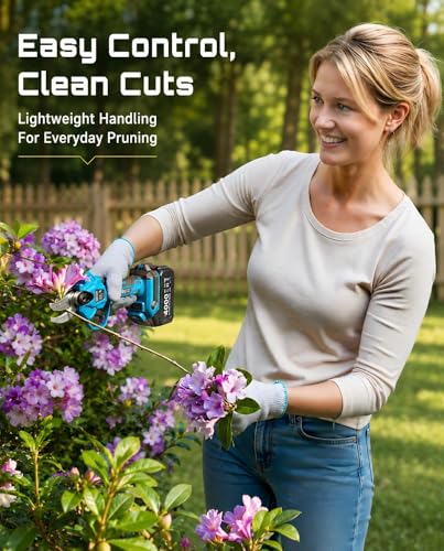 SEESII 2-in-1 Pole Pruning Shears: 1.6" Cutting Diameter Cordless Electric Pole Pruners - Brushless Motor, Dual 4.0Ah Batteries, Extra SK5 Blade, 4 Modes Adjustable Branches Cutter for Tree & Flower | Brushless Motor, 2x4.0Ah Batteries, Extra SK5 Blade, 4