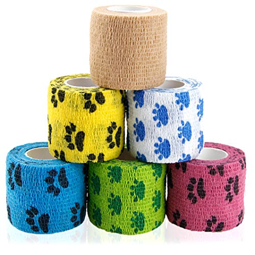Vet Wrap Cohesive Bandages Bulk Self Adhesive Bandage Wrap Self Adherent Wrap Non-Woven for Dogs Pet Animals & Ankle Sprains & Swelling 2 Inch x 5 Yards (2 Inch Mixed Claw) - color: 2 Inch Mixed Claw