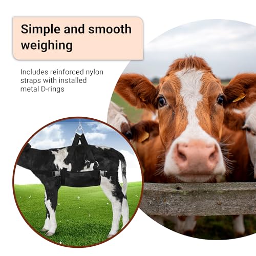 Calf Sling for Weighing 30"x25" up to 400 LB - Heavy-Duty 1800D Livestock Weighing Sling for Newborn Calf, Lamb, Goat, Alpaca, Pig, Dog - Hoof Trimming, Hanging Scale & Recovery Support (Large) - size: Large (30"x25", Up to 400 Pound)