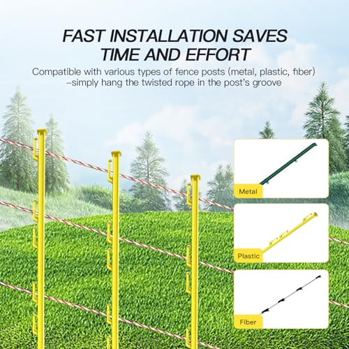 656Ft 6-Strand Polywire Electric Fence Rope, Stainless Wire
