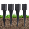 4 Pcs 22" Fence Post Anchor Ground Spike|Black Powder-Coated|4"x4" | Actual 3.6"x3.6" Heavy Duty Metal Fence Post Anchor for Deck| Fence| Porch| Railing| Mailbox - size: 4 Pcs, style: 4"x 4"