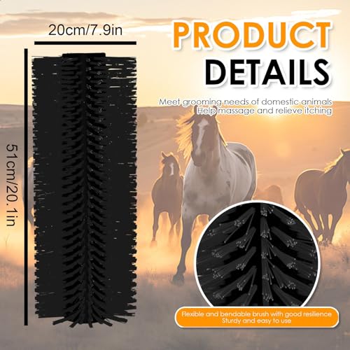 4 Sets Scratch Brushes For Livestock - 20 X 8 Inch Anti-Itch Tool,Multifunctional Cow Scratching Grooming Brush,Screws And Nuts For Sheep, Cattle, Horses, Pigs,Effectively Protecting The Fence - color: black