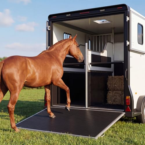 4 x 6 ft Horse Trailer Mat Rubber Waterproof Stall Mat with Shock Absorption and Cushioning Heavy Duty Non Slip Stable Pads for Livestock Trailers Stalls Driveways Garages Livestock Barn