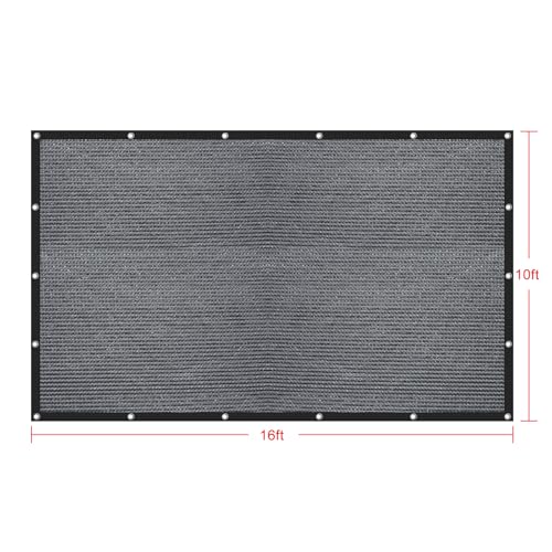 Shatex 90% Sun Shades for Patios 10x 16 ft Shade Fabric Sun Shade Cloth Taped Edge with Grommets Sun-Block Mesh Shade for Pergola Cover Canopy Grey, 12 Bungee Balls - color: Gray, size: 10x16ft