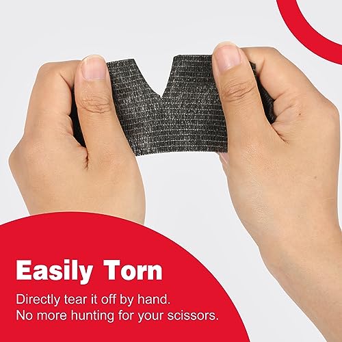 AZEN 40 Pack Self Adhesive Bandage Wrap Black, 2" X 5 Yards Black Athletic Tape, Vet Wrap, Tattoo Grip Tape Wrap，Ankle Tape, Cohesive Bandage Wrap - color: Black, size: 2IN - 40Pack
