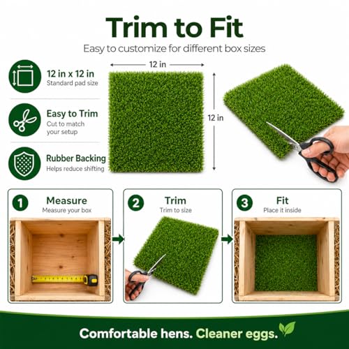 Chicken Nesting Pads, 12x12 Washable Artificial Grass Mat for Chicken Coop, Reusable Pet Garden Turf with Rubber Backing (8PCS) - color: 8PCS