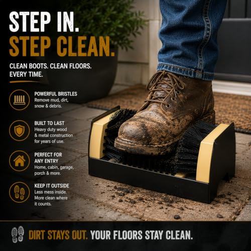 Heavy Duty Classic Outdoor Boot Scraper & Shoe Cleaner Brush with Stiff Bristles Metal Frame Portable or Floor Mounted for Entryways Barns Farms Garages Removes Mud Snow Sand Fits - size: Classic