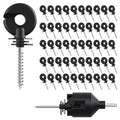 50pk Screw-in Electric Fence Ring Insulators, Wood Post Supplies | UV-Resistant Heavy Duty Plastic; Free Installation Socket Tool; 80% Faster Setup; Fits Polywire Rope Tape; Cattle Horse Sheep