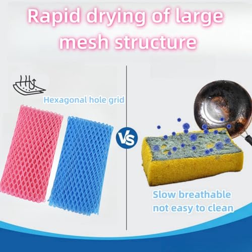 4 Pcs Heavy Duty Dish Scrubbers, Non-Scratch Scouring Pads - Odorless & Long Lasting Mesh Dish Cloth - Replace Sponges - Kitchen, Floor and Bathroom Usage