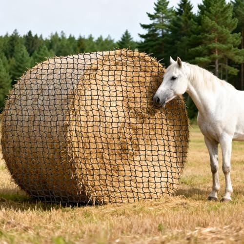 5x5ft Bolded Hay Net for Horses – Heavy-Duty Slow Feeder | Knotless 2-Inch Mesh Slows Intake, Slashes Hay Waste – Great For Barns, Farms & Home
