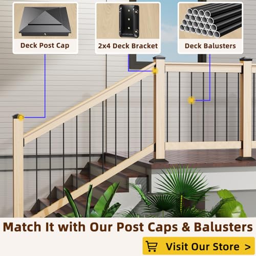 30 Pcs Toscoco Deck Railing Brackets for 2×4 (Actual 1.5" × 3.5") Wood Rail | Heavy Duty Nylon 66 Railing Connectors for Wood Post to Handrail Connection with 215 Pcs Deck Screws for Deck Stair Fence
