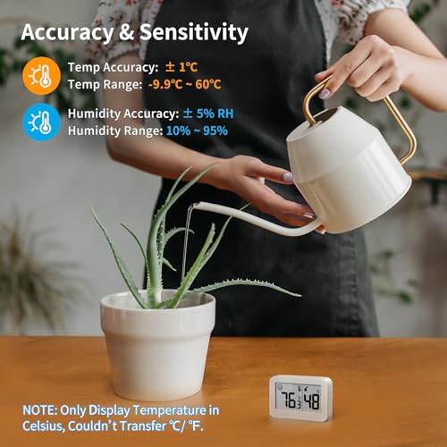 DOOMAY Mini Hygrometer Indoor Thermometer Digital Humidity Monitor 2-Pack | Monitor room temperature and humidity in bedrooms, offices, closets, basements and other indoor spaces - color: White