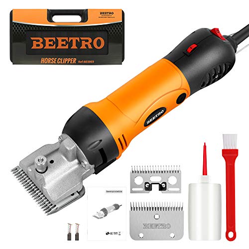 BEETRO 500W Electric Professional Horse Shears, 6 Speeds Animal Grooming Clippers for Horse Equine Goat Pony Cattle, with an Extra Set of Shearing Blades