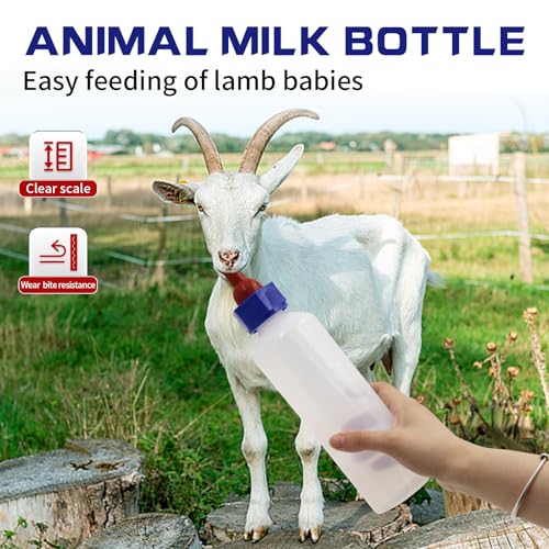 2PCS 500ml Calf Nursing Feeder Bottle with Rubber Nipple Milk Feeder Feeding Bottles,Farm Goat Calf Sheep Milk Feeder Livestock Tools (500ml 2pcs) - size: 1 Count (Pack of 2)