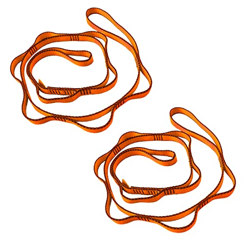 53 Inches Nylon Daisy Chains Rope Climbing Lanyard Straps Looped Strong Slings 23 kN Aerial Yoga Webbing - color: 2PCS Orange