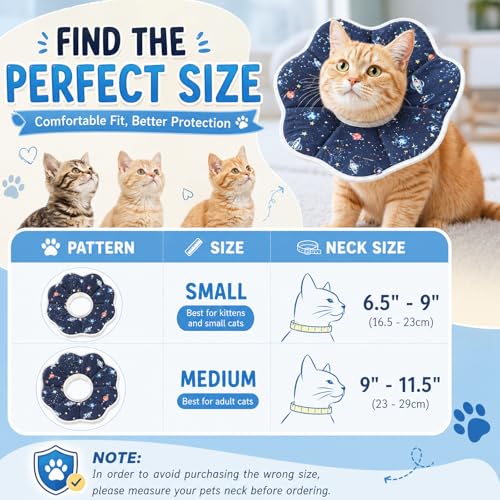 Mechpia Cat Cone Collar Soft, Cat Recovery Collar to Stop Licking, Protective Cat Neck Cone After Surgery for Small Medium Cats Kittens Puppies - size: S(Neck: 6.5" - 9")