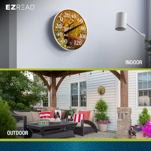 EZREAD Hanging Dial Thermometer 840-1225 Weather Thermometers for Indoor and Outdoor Use, Large 12.5 Inch Diameter, Easy to Read Numbers, Winter Cardinal - color: Winter Cardinal