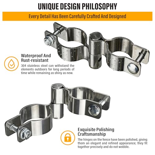2 Pack 1-5/8" x 1-3/8" Chain Link Fence Gate Hinge, 304 Stainless Steel Heavy Duty Male Female Post Hinges with Bolts and Nuts - color: 1-5/8", size: 1-3/8"