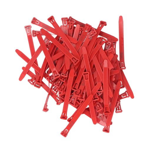100Pcs Chicken Leg Rings, 1-100 Numbered Poultry Chicken Identification Leg Ankle Bands Tags Reusable Zip Tie for Ducks Chicks Pigeons Goose (Red) - color: Red