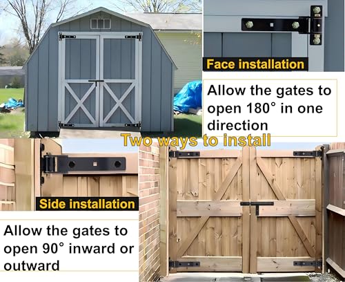 13" Heavy Duty Strap Gate Hinges,900LBS Load Capacity,Thickened Solid Steel | 2Pcs Built-in Ball Bearing T Hinge for Smooth Swing,Bolt or Weld-On Wooden/Metal Gate,Garden Fence Shed Barn Gate(Patent) - size: Large-L