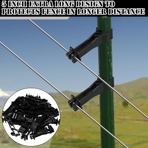 Outus 25pcs Reversed Extender Electric Fence TPost Insulators Snap, Black | Fit T Post Insulators, for Electric Fence Wire, Yard Agricultural Ranchers Farm - color: Black
