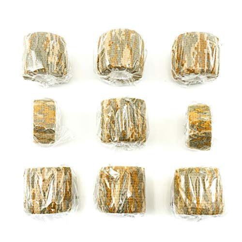 FRESINIDER 9 Rolls Self Adhesive Wrap Athletic Tape Gauze, Breathable Elastic Cohesive Bandage for Sports Injury & Pet (7 Pcs 2" x 5 Yards + 2 Pcs 1" X 5 Yards) (Digital Desert Camo) - color: Digital Desert Camo