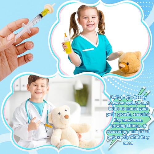 23 Pcs Pet Nursing Kit 50 ml Nursing Bottle Syringe Set with Nursing Nipples Measuring Cup and Cleaning Brush BPA-Free Nursing Supplies for Newborn Puppies Kittens