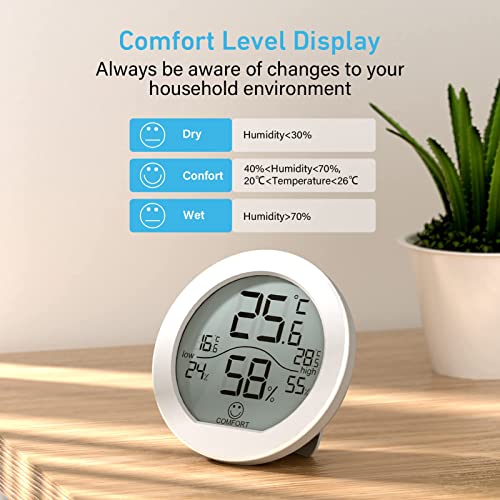 Indoor Digital Hygrometer Thermometer for Room Temperature Humidity Meter | SECRUI Thermometer Accuracy Calibration LCD Temperature Sensor with Maximum and Minimum Records,2 Pack - color: White, size: TH1 x3