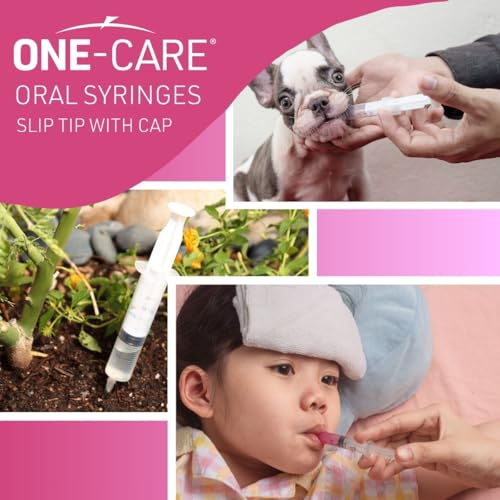 ONE-CARE 10ml Oral Syringe w/Cap, Slip Tip Liquid Dispensers, 100/Box | Precise Dosing, Infants-Oral Feed, Accurate Graduation, Individually Wrapped, Food-Grade Plastic, Adult & Pet - size: 10 ml Blue Scale