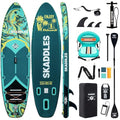 10’6’’ Inflatable Stand Up Paddle Board (SUP) for Adults and Youth with Non-Slip Deck – Complete Accessories Kit, for Fishing, Yoga, Fitness & Family Fun - color: dark green water ripple/seat
